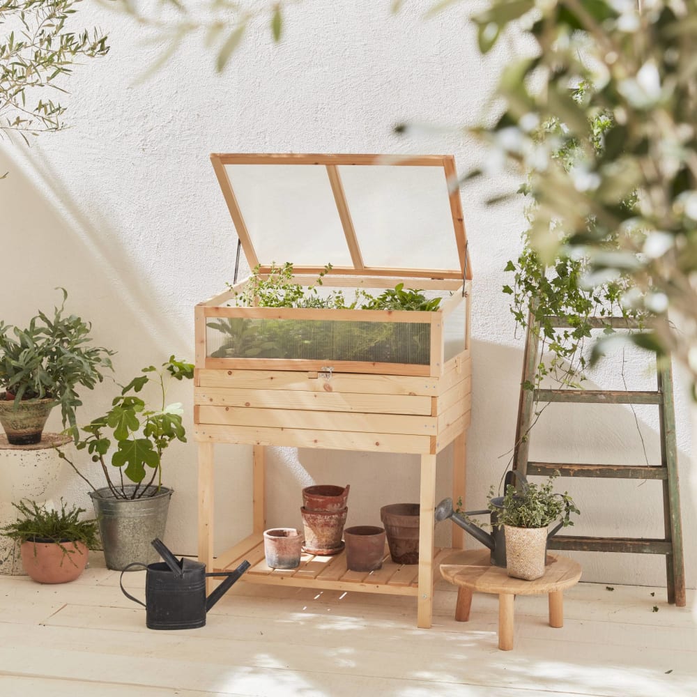 Orto rialzato in legno 80x60x109cm, marrone naturale - sweeek