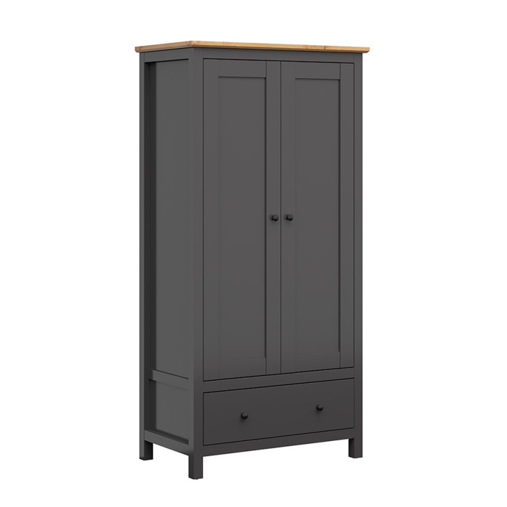 Armoire 2 portes 1 tiroir stratifiés gris et beige