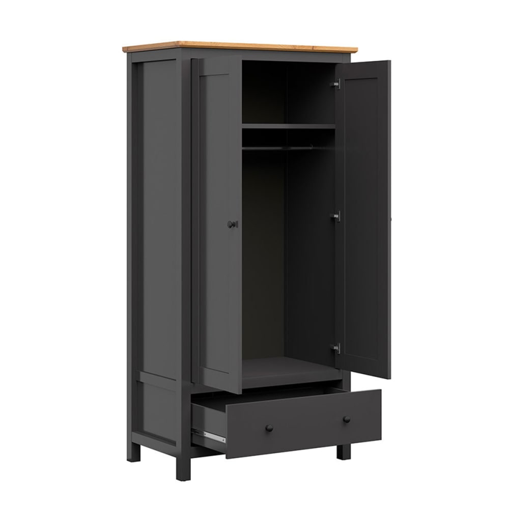 Armoire 2 portes 1 tiroir panneaux mdf et mélaminés gris