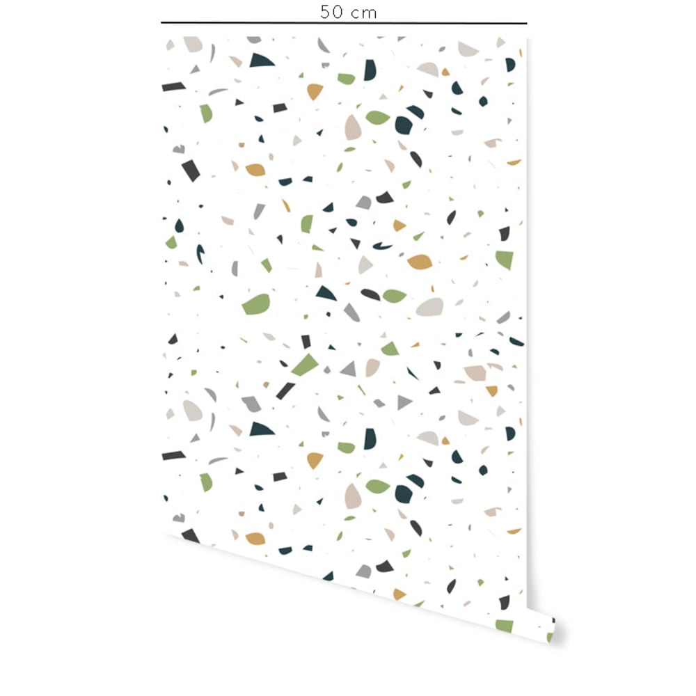 Carta da parati adesiva in vinile terrazzo verde 50x300 cm -