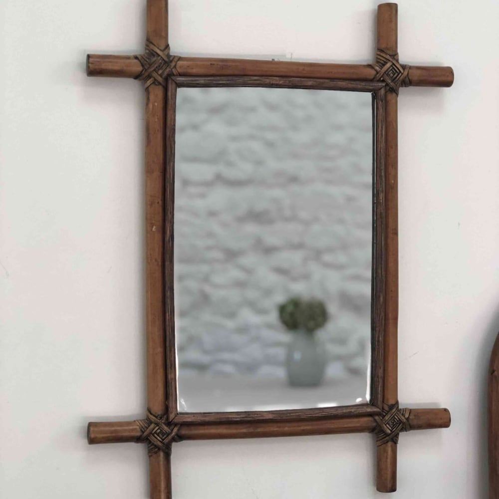Miroir rectangulaire en rotin 59 x 44 cm