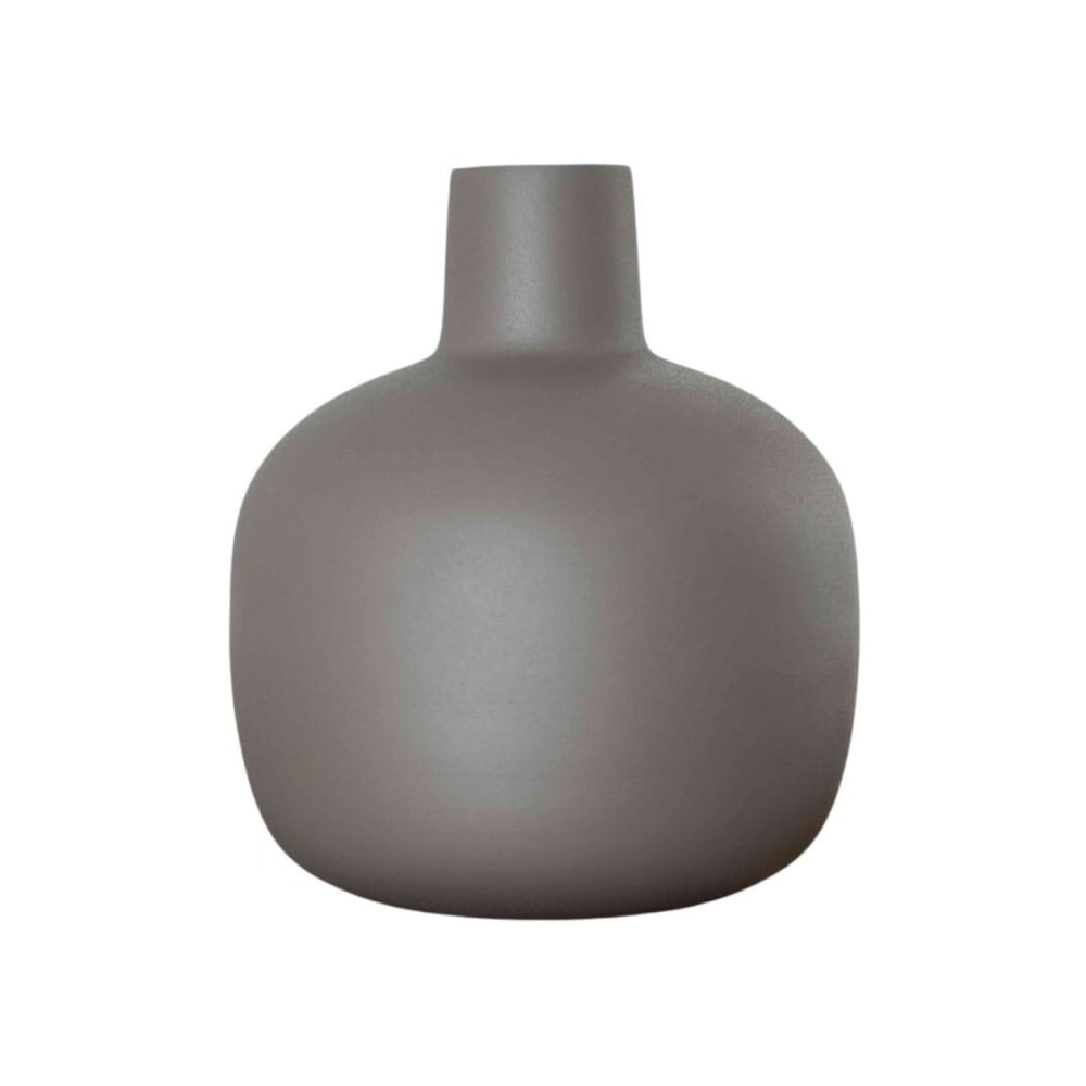 Jarrón tipo garrafa de metal verde oliva h23 cm
