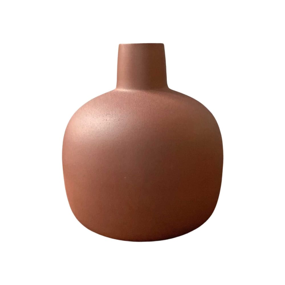 Jarrón tipo garrafa de metal terracota h23 cm
