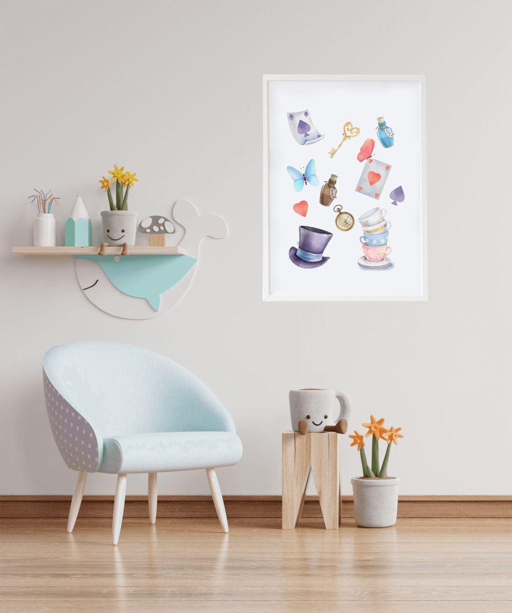 Impression objets Alice encadrée en bois blanc 43X33 cm - Maisons du Monde