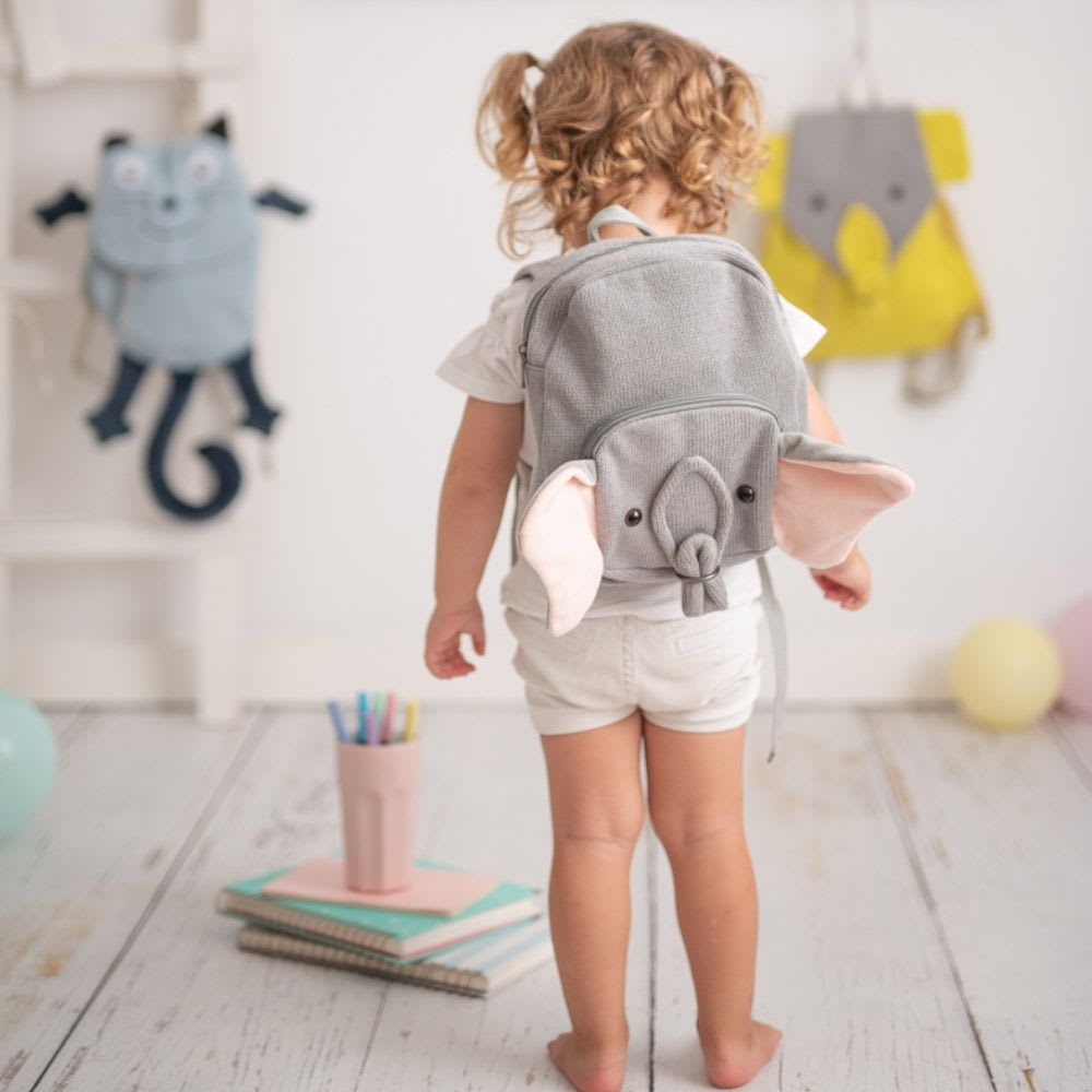 100% cotone Zaino Elephant grigio 29X10X39cm - Crochetts