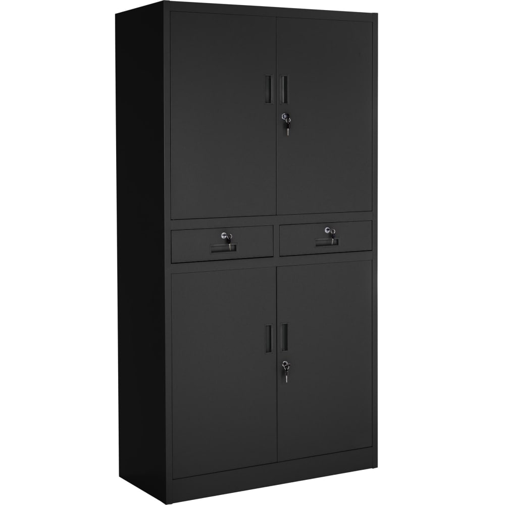 Armoire dossier, acier, serrure sécurité, étagères, noir 180x80x40cm - Nero - Acciaio