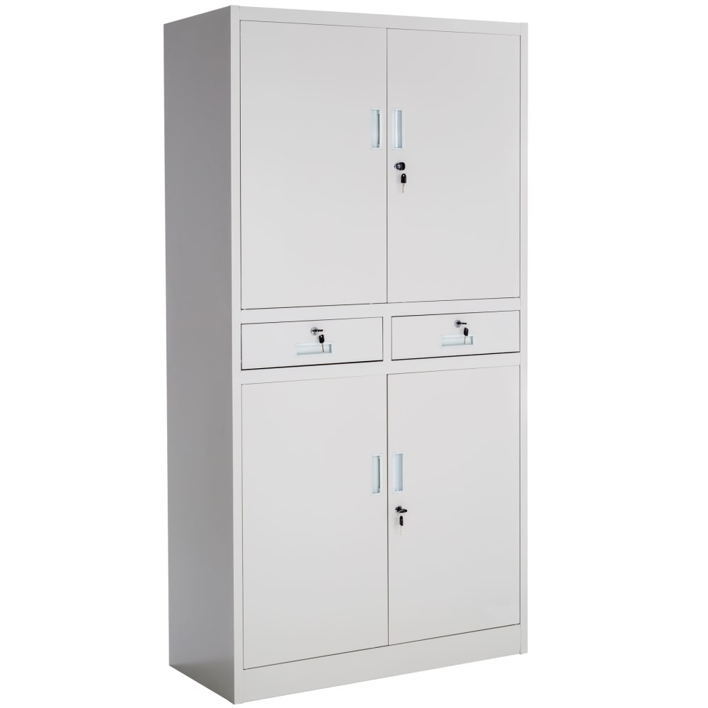 Armadio ufficio acciaio, 2 cassetti, serratura, grigio 180x80x40cm - Acciaio