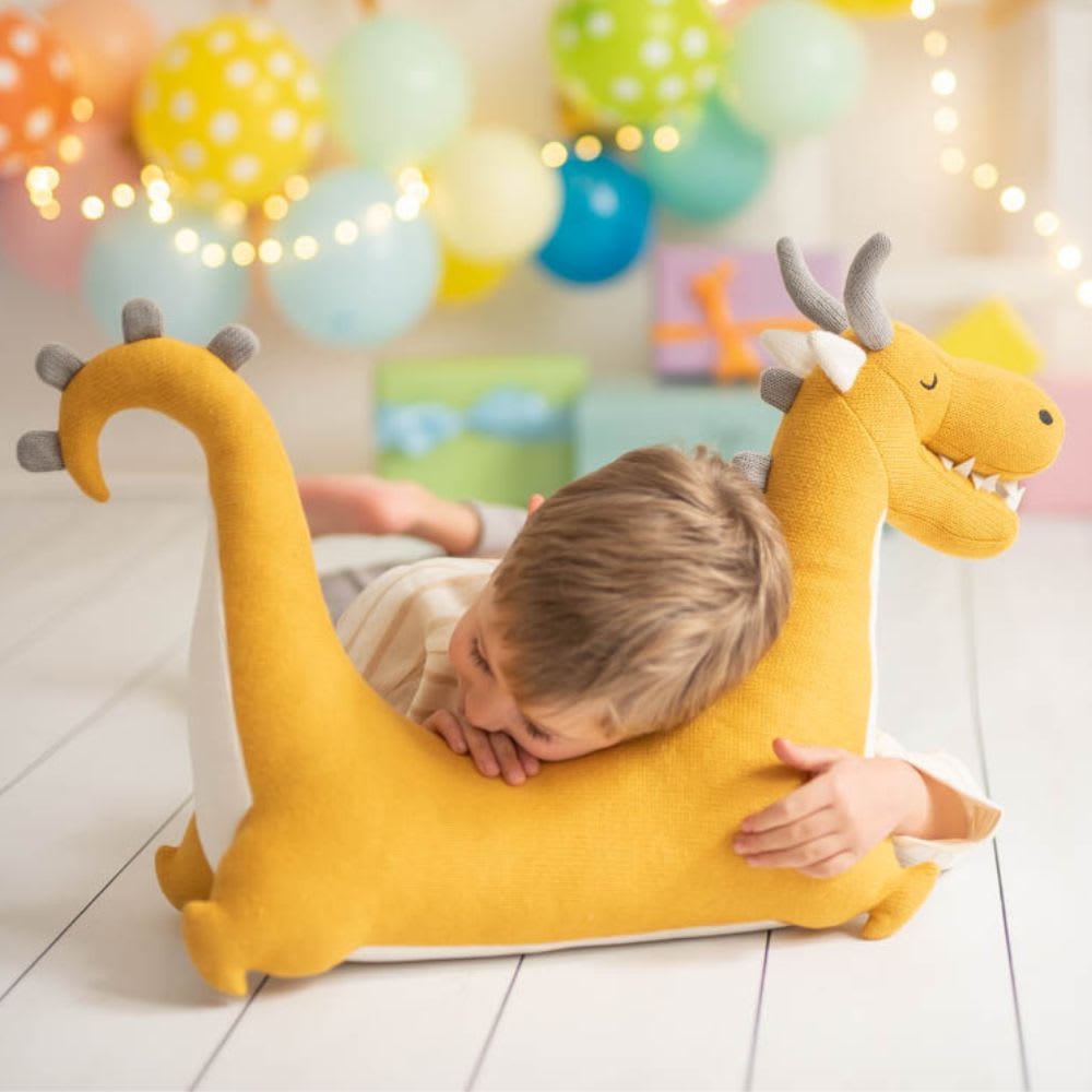 Peluche mini-dragon 100% coton orange