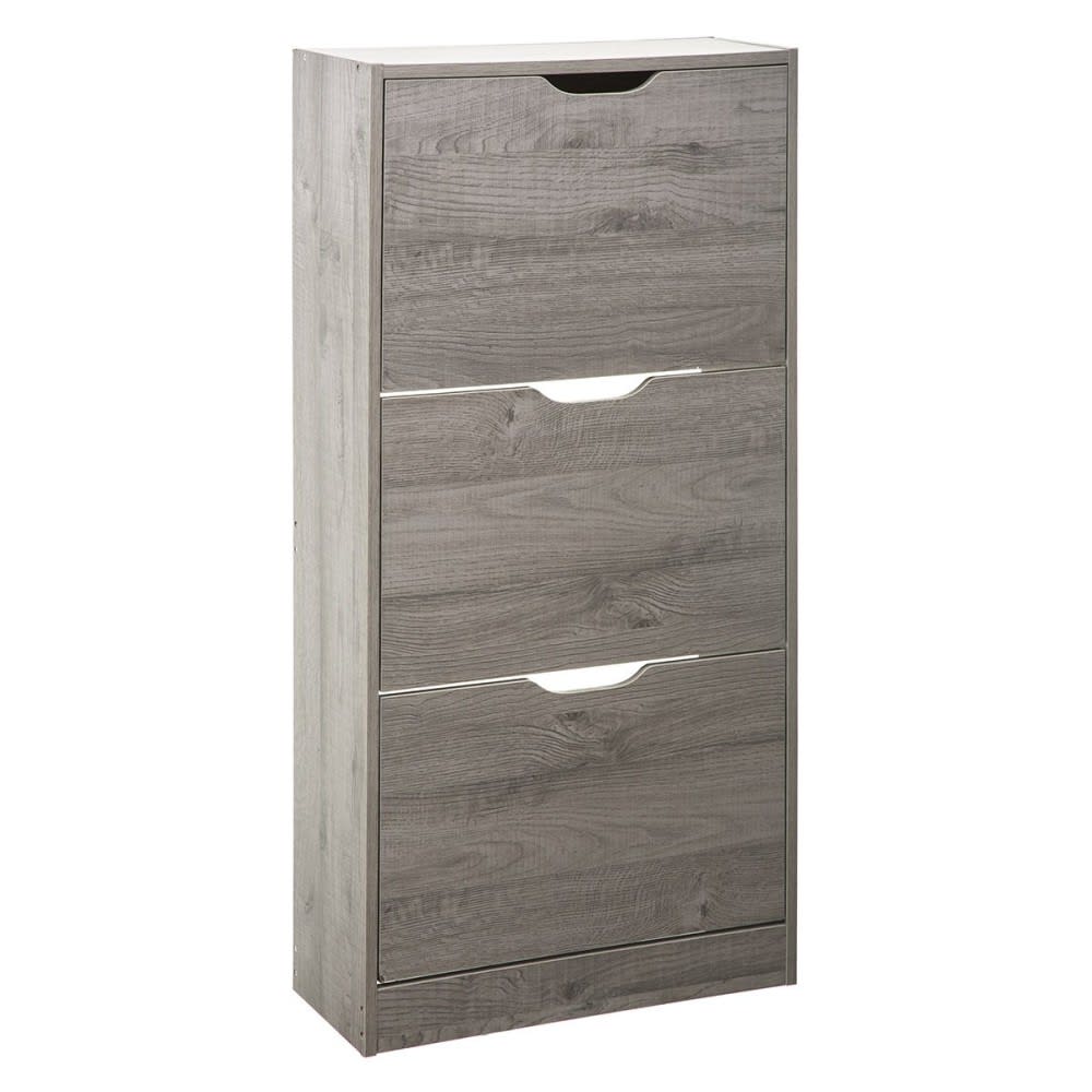 Armoire à chaussures bois 3 tiroirs gris