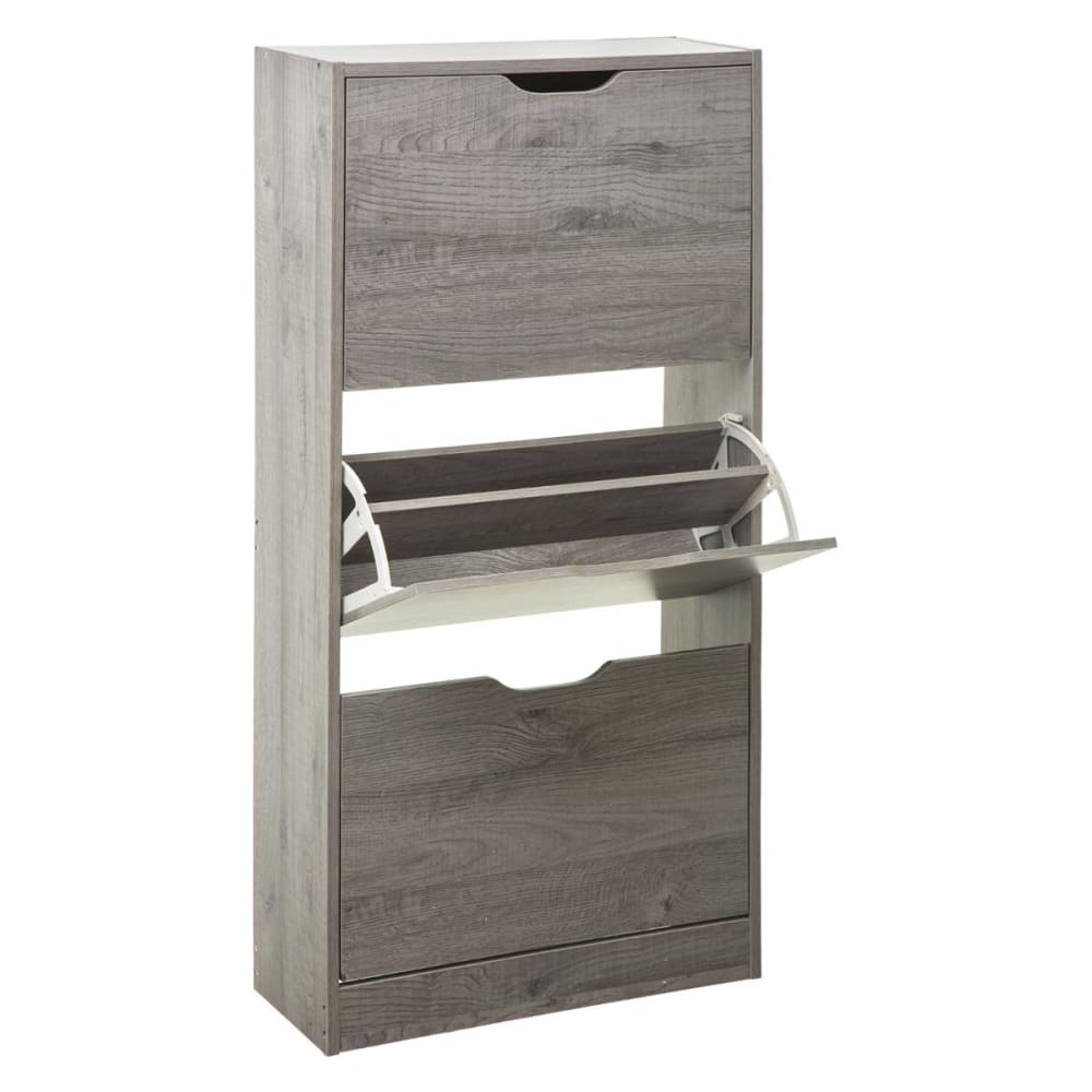 Armoire à chaussures bois 3 tiroirs gris