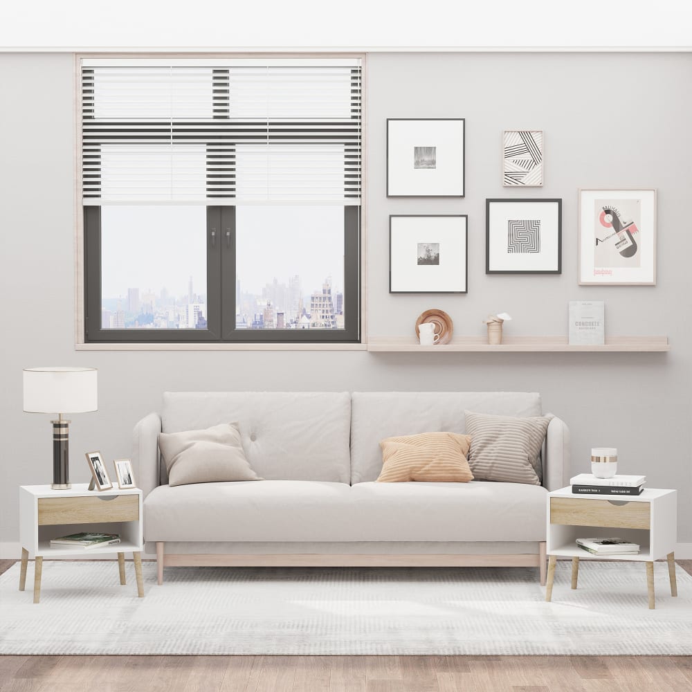 Mesitas de noche 50x39x51 cm blanco y roble - Maisons du Monde