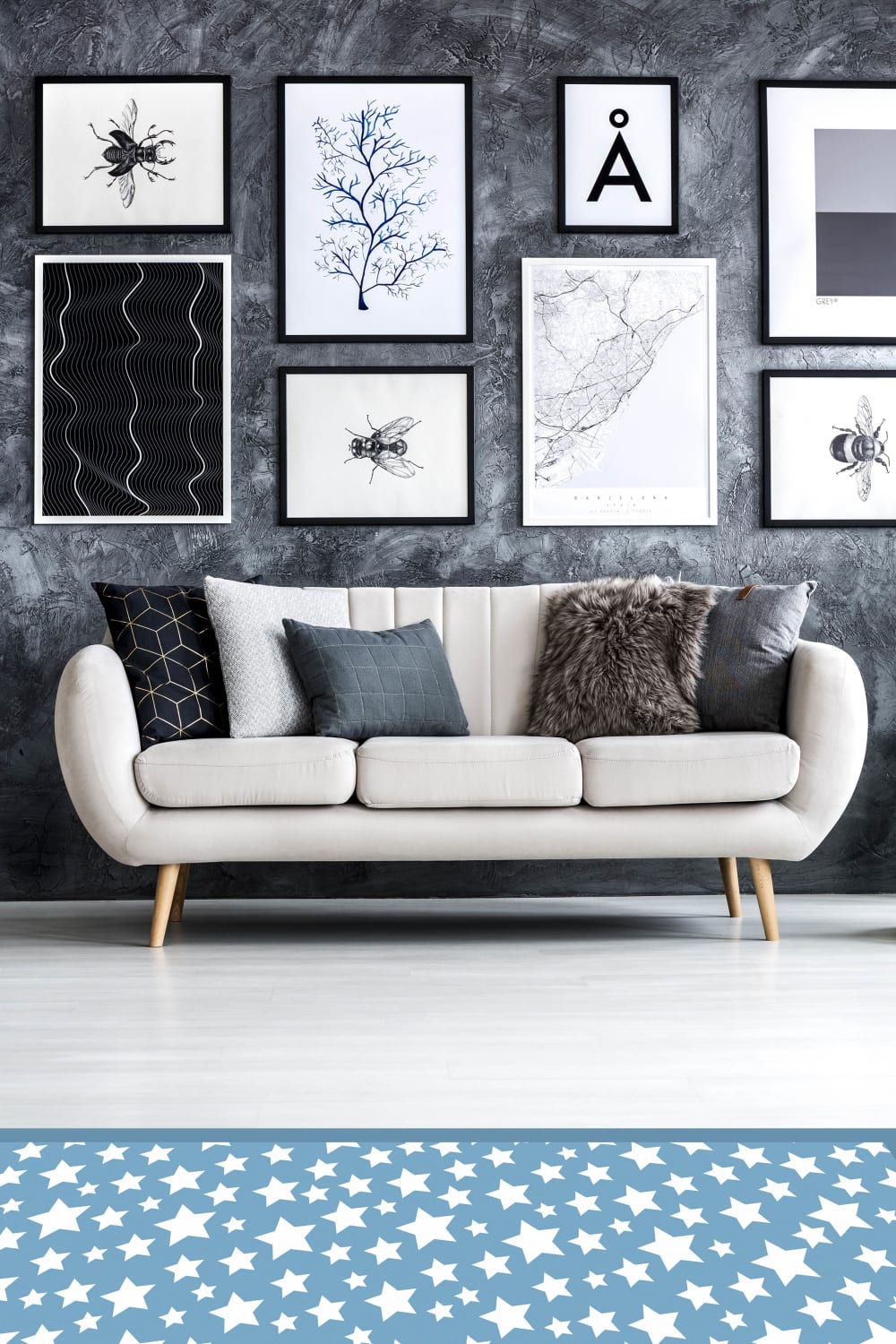 Tapis vinyle étoiles bleu 120x160cm — vue 3