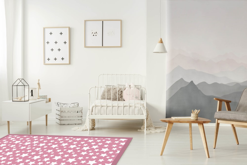 Tapis vinyle étoiles rose 120x170cm — vue 3