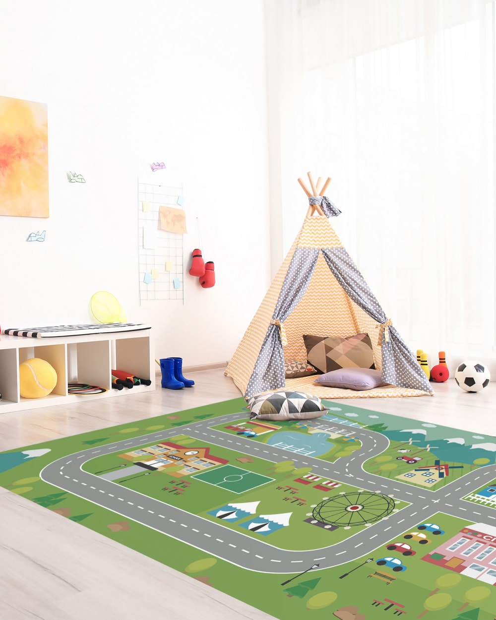 Tapis vinyle routes pour les enfants 120x160cm — vue 4