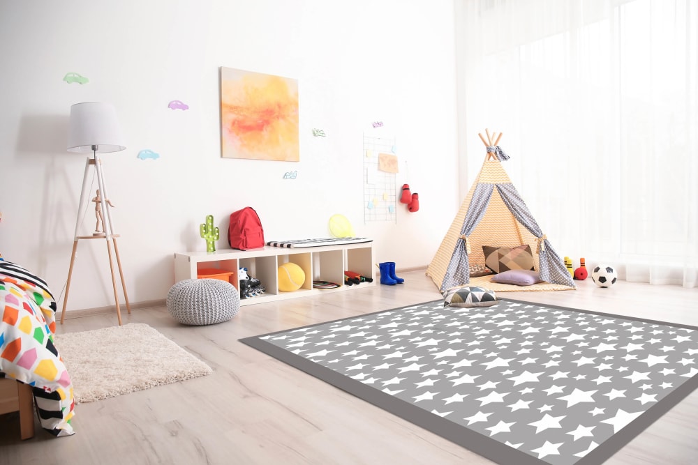 Tapis vinyle étoiles gris 120x160cm — vue 3
