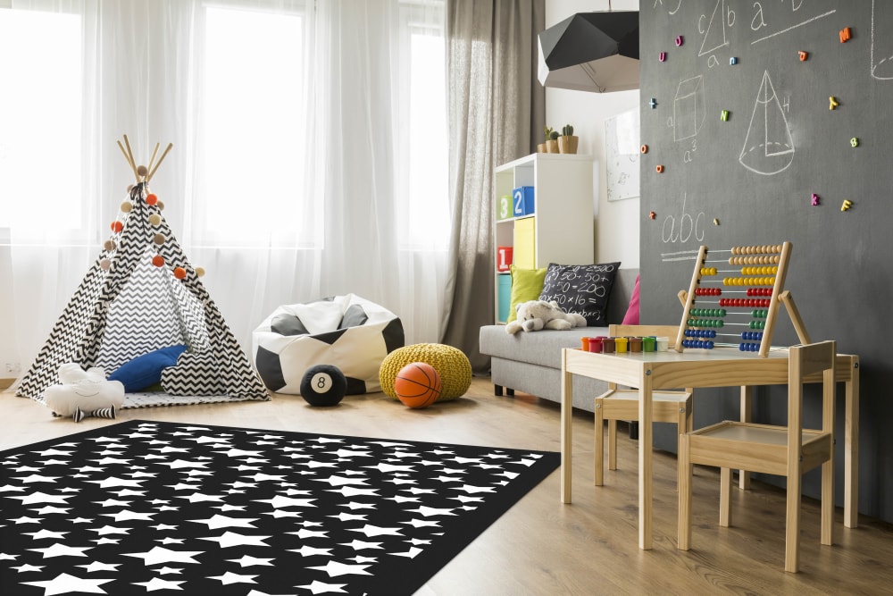 Tapis vinyle étoiles noir 120x160cm — vue 3