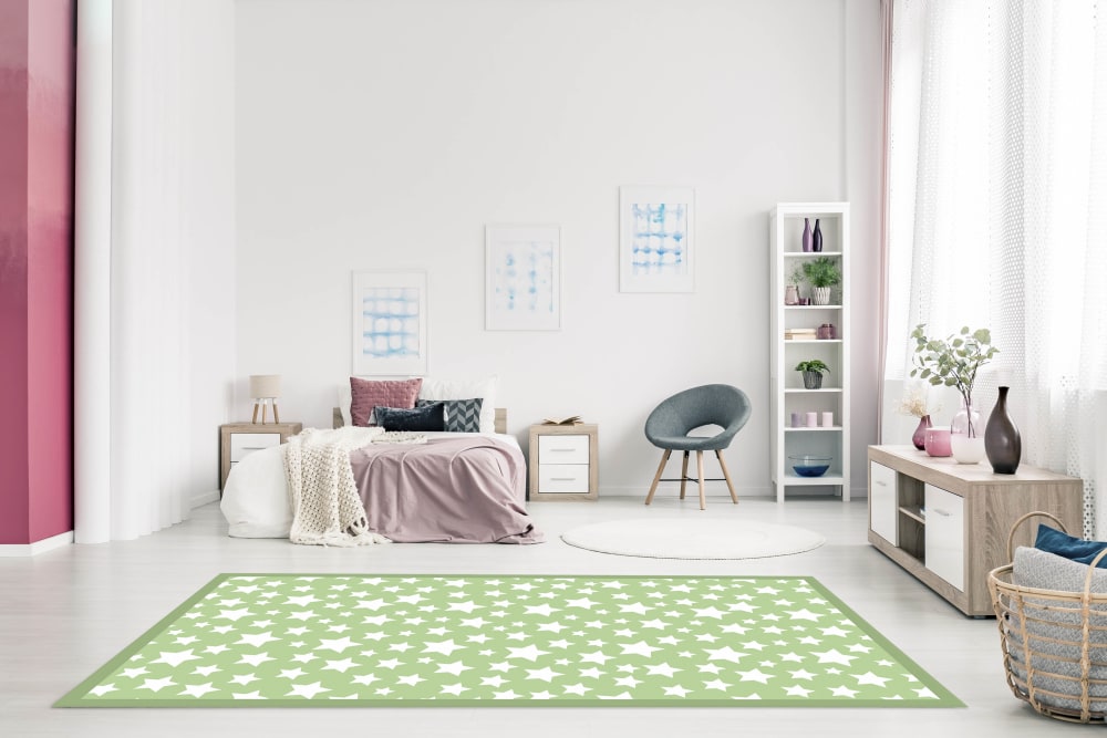 Tapis vinyle étoiles vert 120x170cm — vue 3