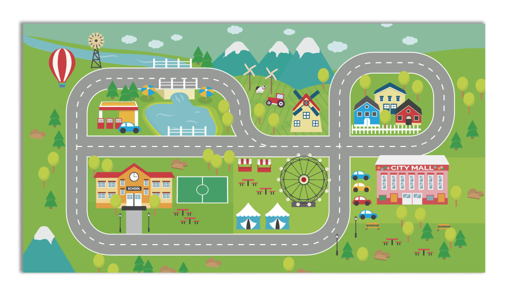 Alfombra vinílica carretera para niños 300x200 cm