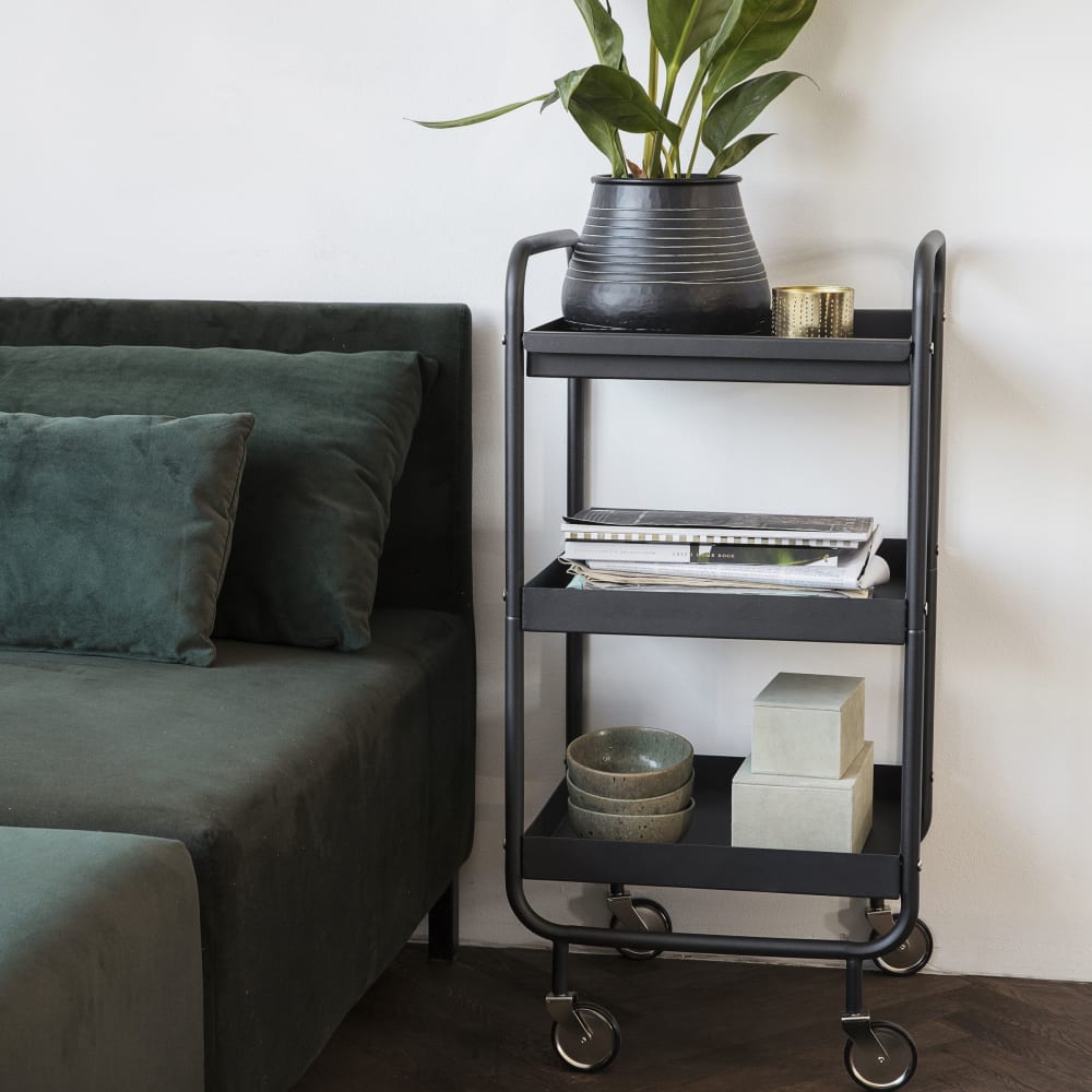 Metallwagen auf Rollen, schwarz - Maisons Du Monde