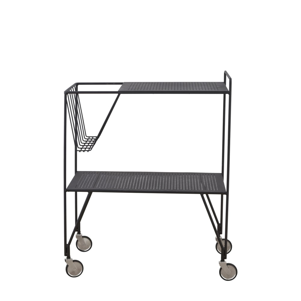 Grande desserte à roulettes en acier noir