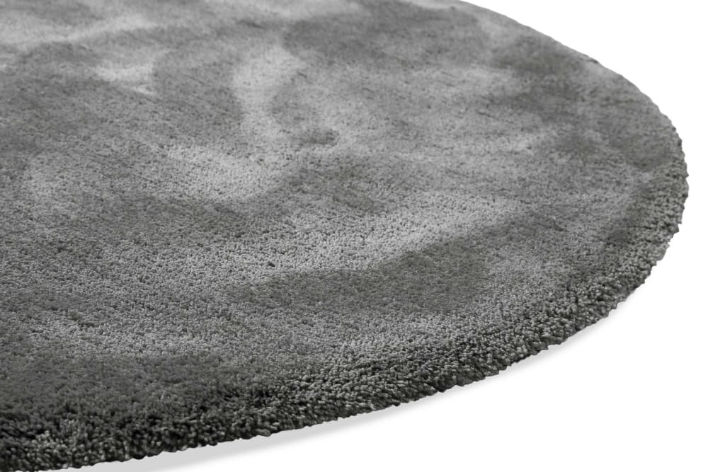 Tapis rond poils longs douces microfibre gris souris 120 D — vue 4