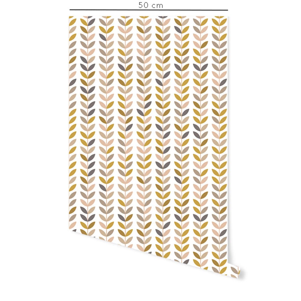 Papier peint vinyle adhésif feuilles vintage multicolor 50x300 cm - Maisons du Monde