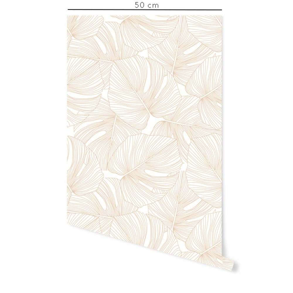 Papier peint vinyle adhésif palmiers beige 50x300 cm — vue 3