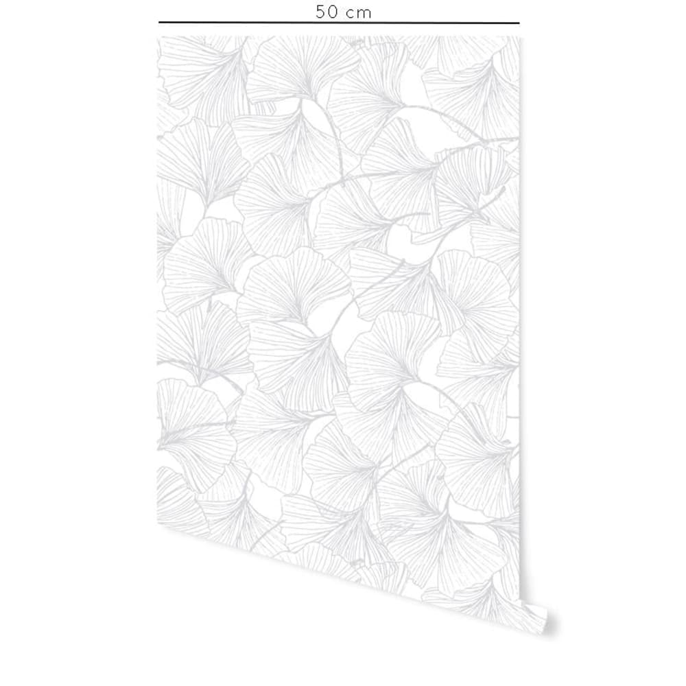 Papier peint vinyle adhésif gingko gris 50x300 cm — vue 3