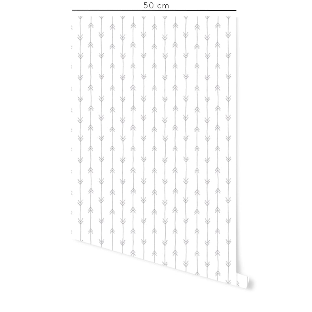 Papier peint vinyle adhésif flèches boho chic gris 50x300 cm — vue 3