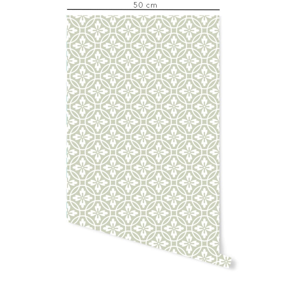 Papier peint vinyle adhésif vintage vert 50x300 cm — vue 3