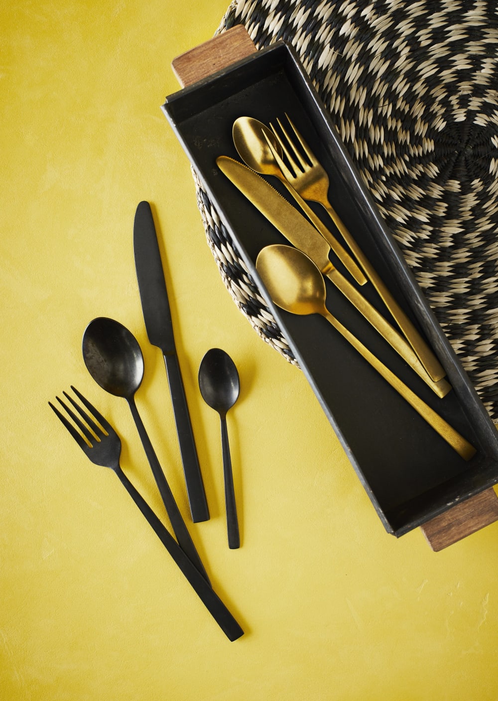 Platzdeckchen aus Naturfasern, schwarz - Maisons Du Monde