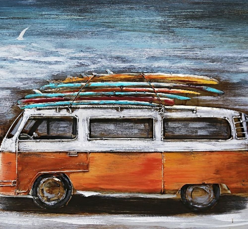 Tableau relief en métal van orange 120x80