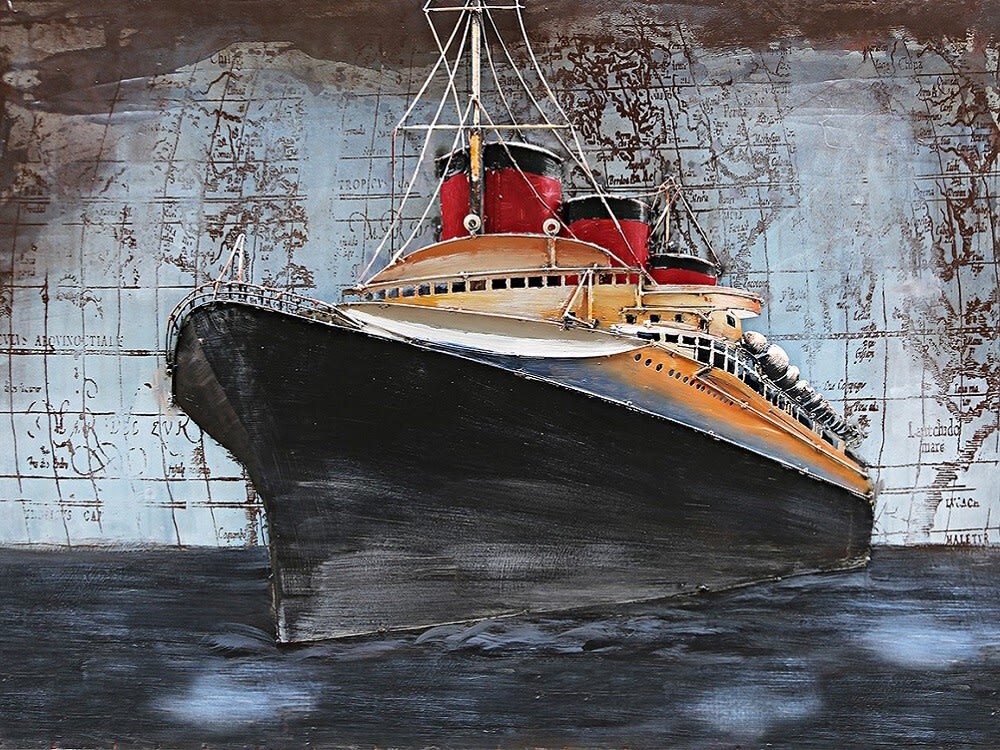 Tableau relief en métal queen mary 120x80