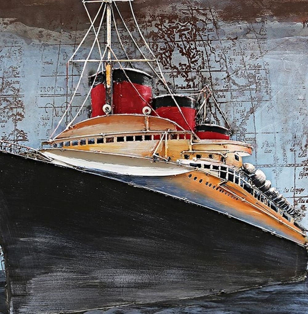 Tableau relief en métal queen mary 120x80