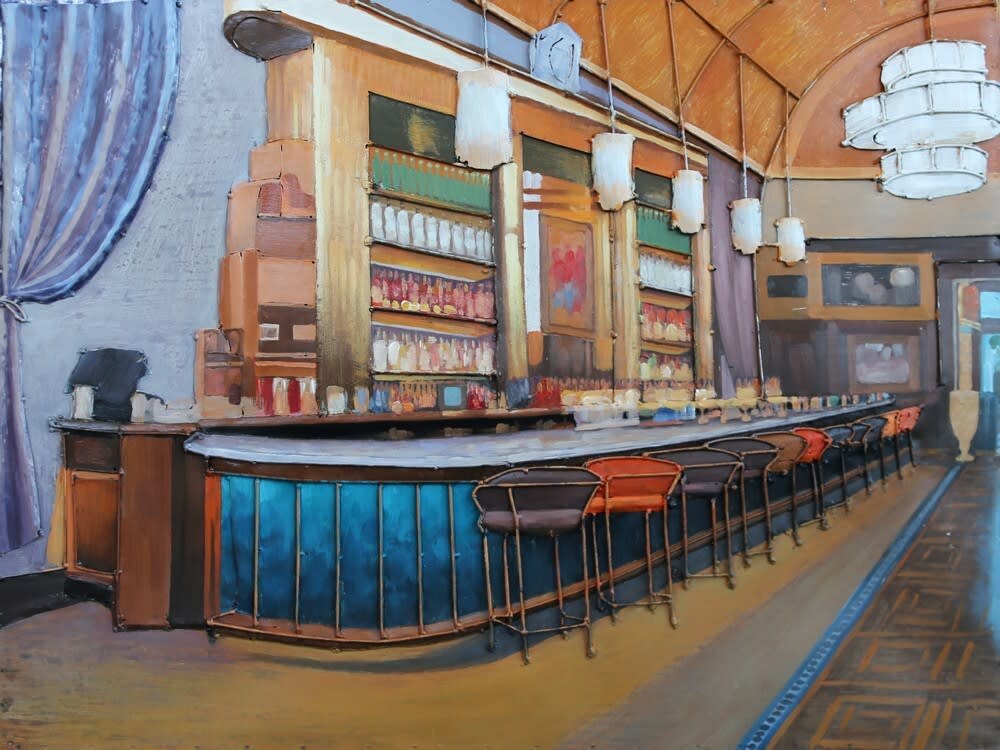 Tableau relief en métal grande brasserie 120x80