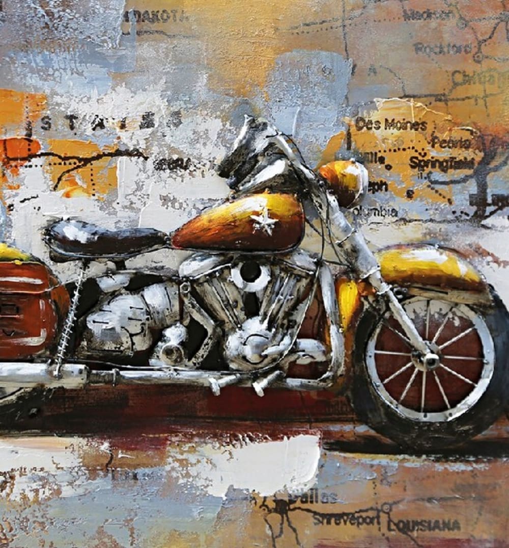 Tableau relief en métal harley et usa 80x60 - Maisons du Monde