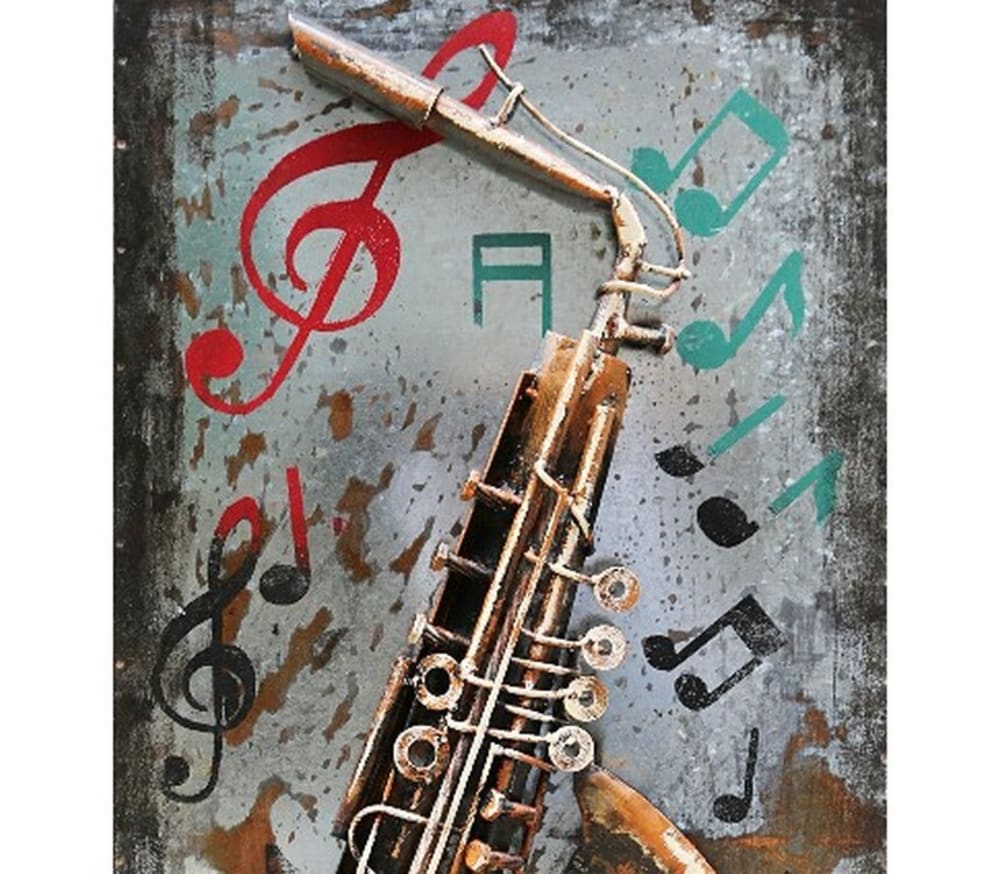 Tableau relief en métal saxo en fête 80x40 - Maisons du Monde