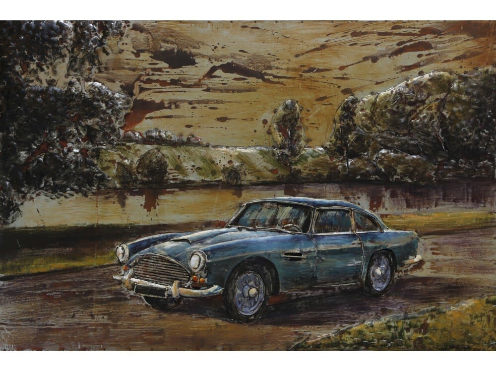 Tableau relief en métal aston martin db5 120x80