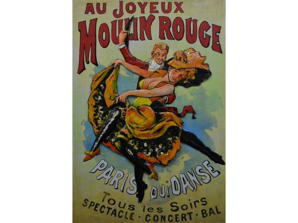 Tableau relief en métal moulin rouge 120x80