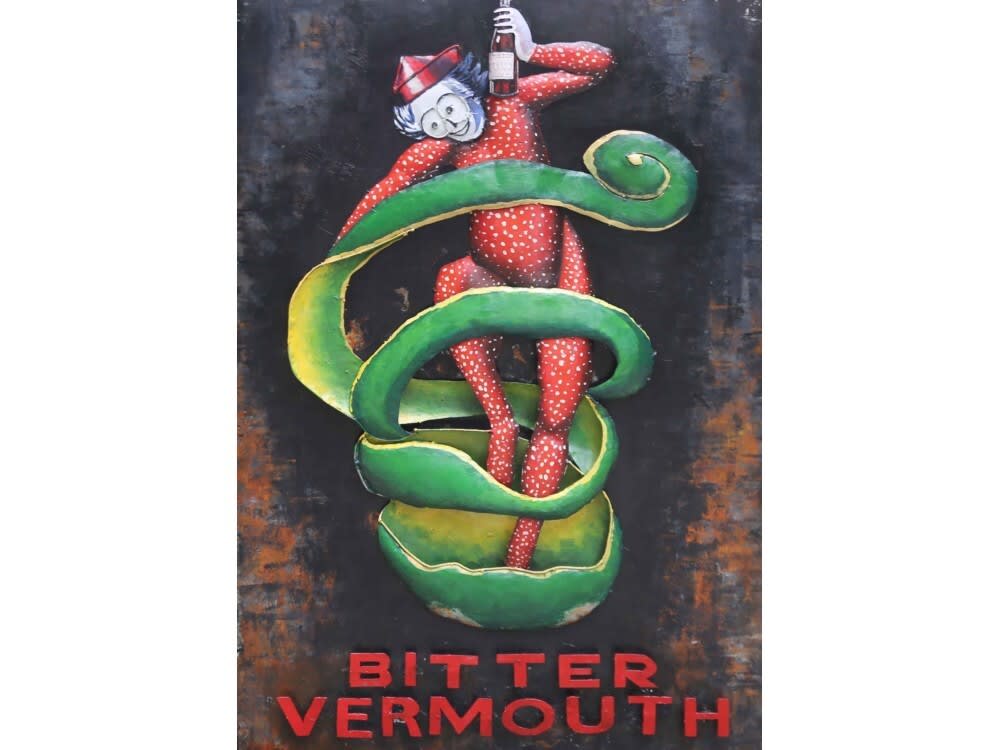 Tableau relief en métal vin aromatisé 120x80