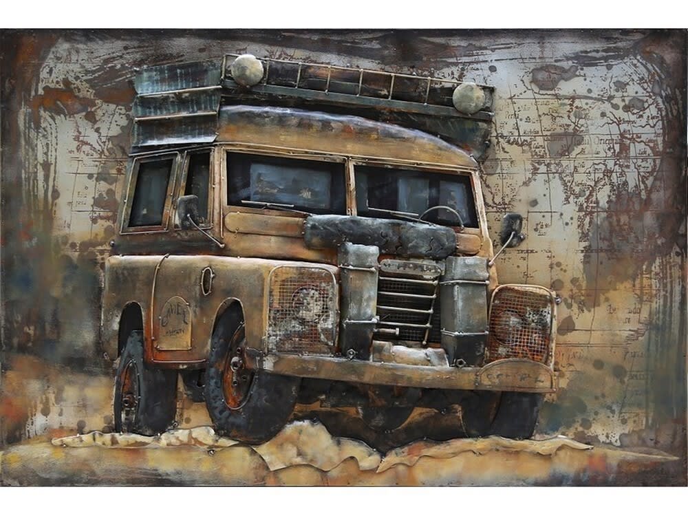 Tableau relief en métal land rover 120x80