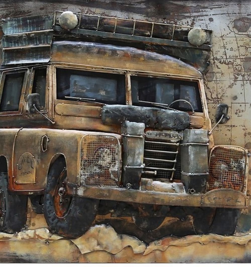 Tableau relief en métal land rover 120x80