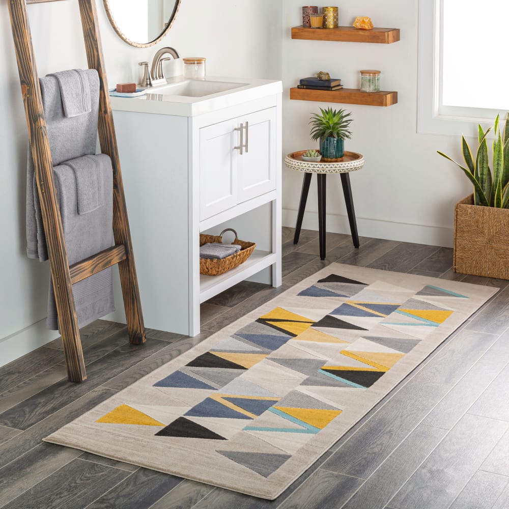 Tappeto per corridoio scandinavo moderno multicolore/grigio 80x220 - Modello Contemporaneo - Giallo - Öko-Tex Zertifikat - PVC - Cloruro di polivinile