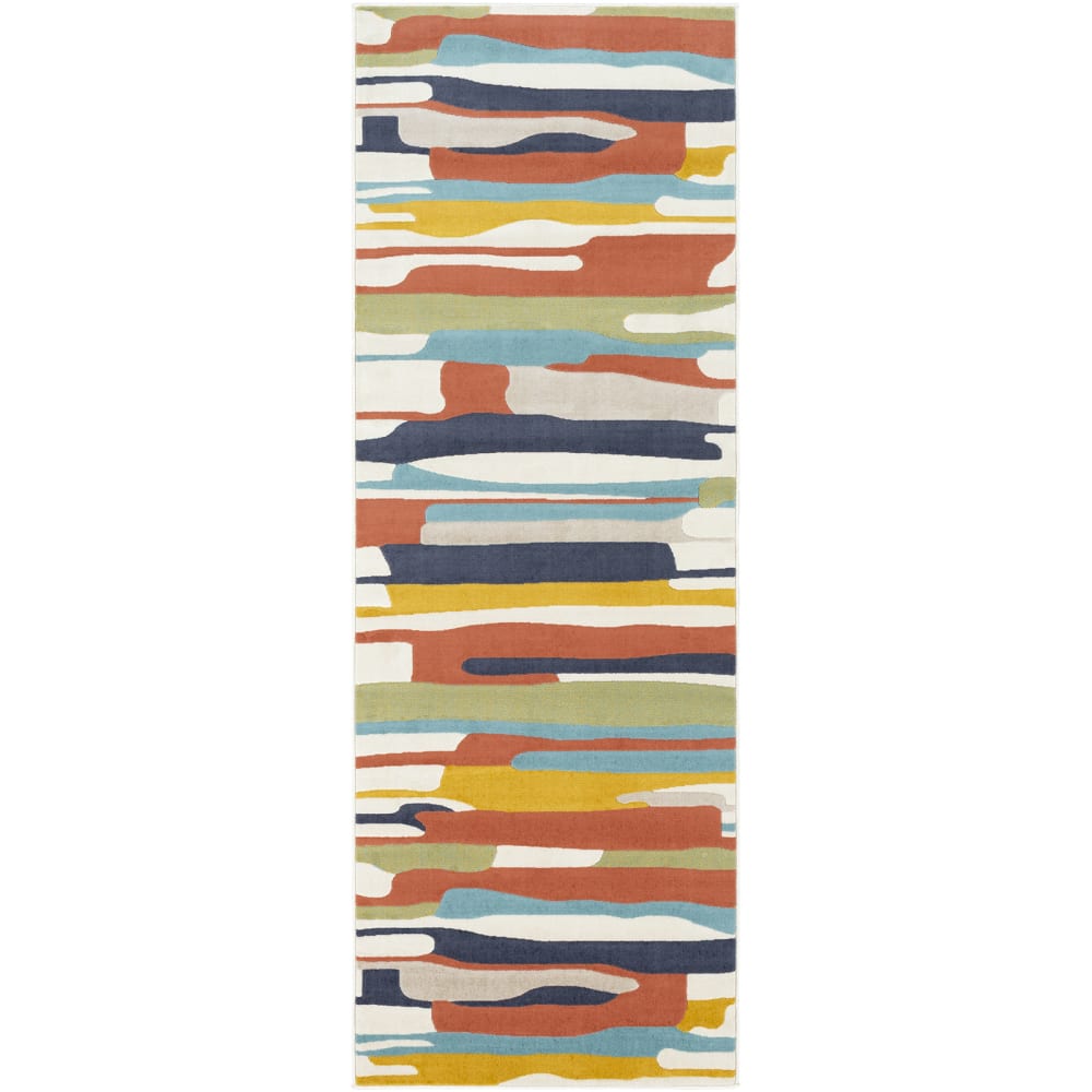 Tapis de Couloir Scandinave Moderne Multicolore/Orange 80x220