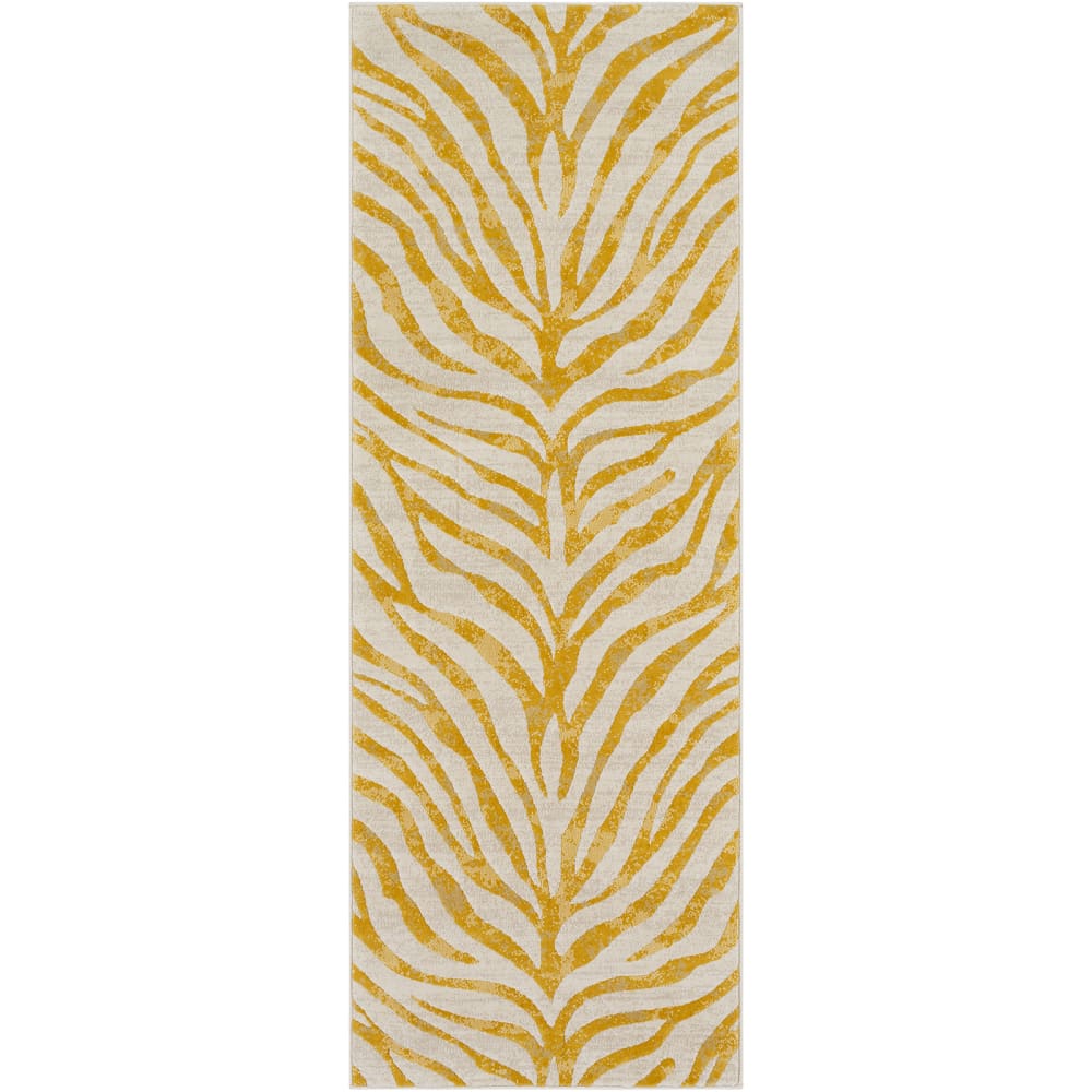 Tapis de Couloir Zébré Bohème Jaune/Beige 80x220