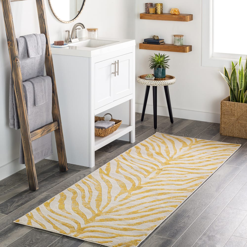 Tapis de couloir zébré bohème jaune/beige 80x220 — vue 3