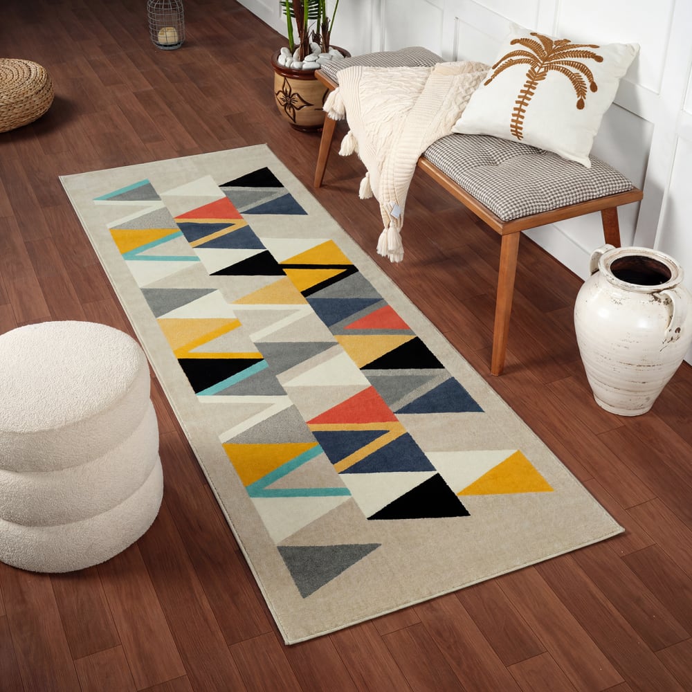 Tapis couloir scandinave moderne multicolore/beige 80x220 — vue 3