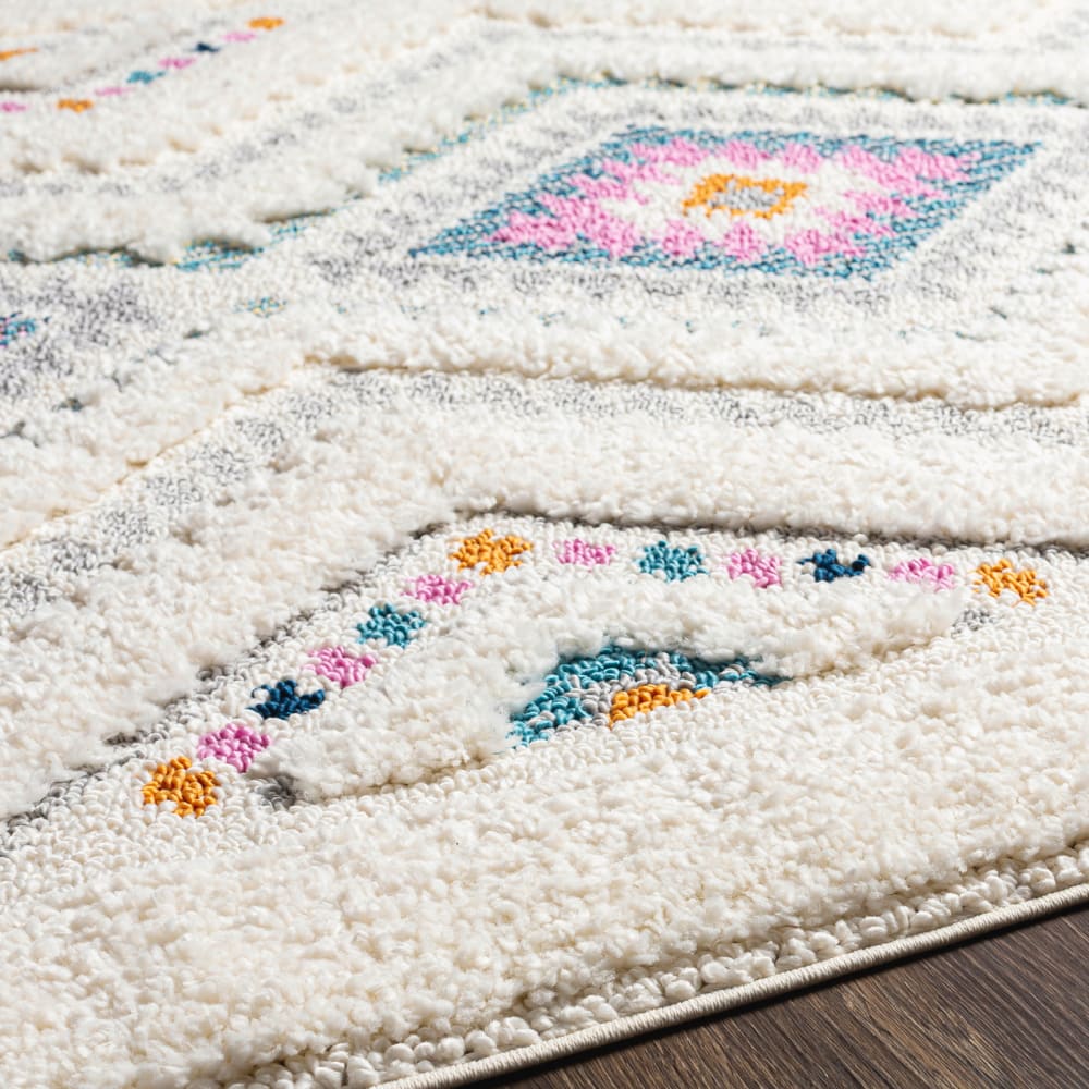 Tapis shaggy bohème multicolore/blanc 160x213 — vue 4