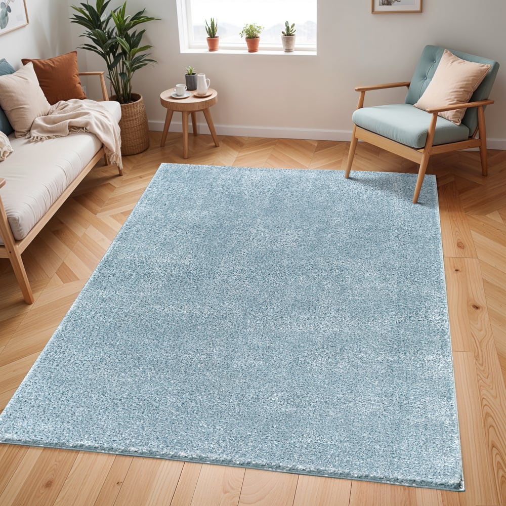 Tapis shaggy uni bleu 160x213 — vue 3