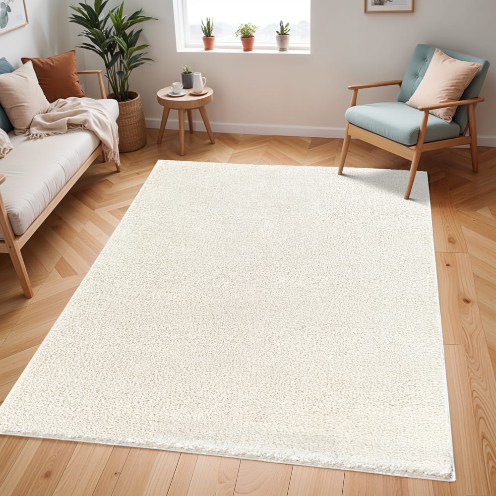 Tapis shaggy uni beige clair 160x213 — vue 3